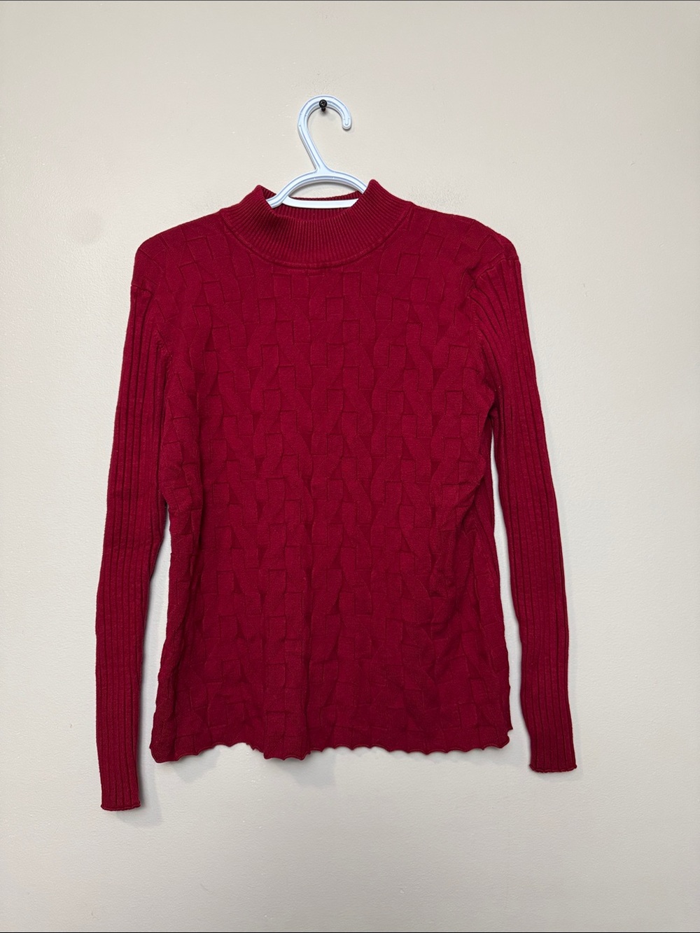 Vex Collection Red Mock Neck Cable Knit Sweater size XL